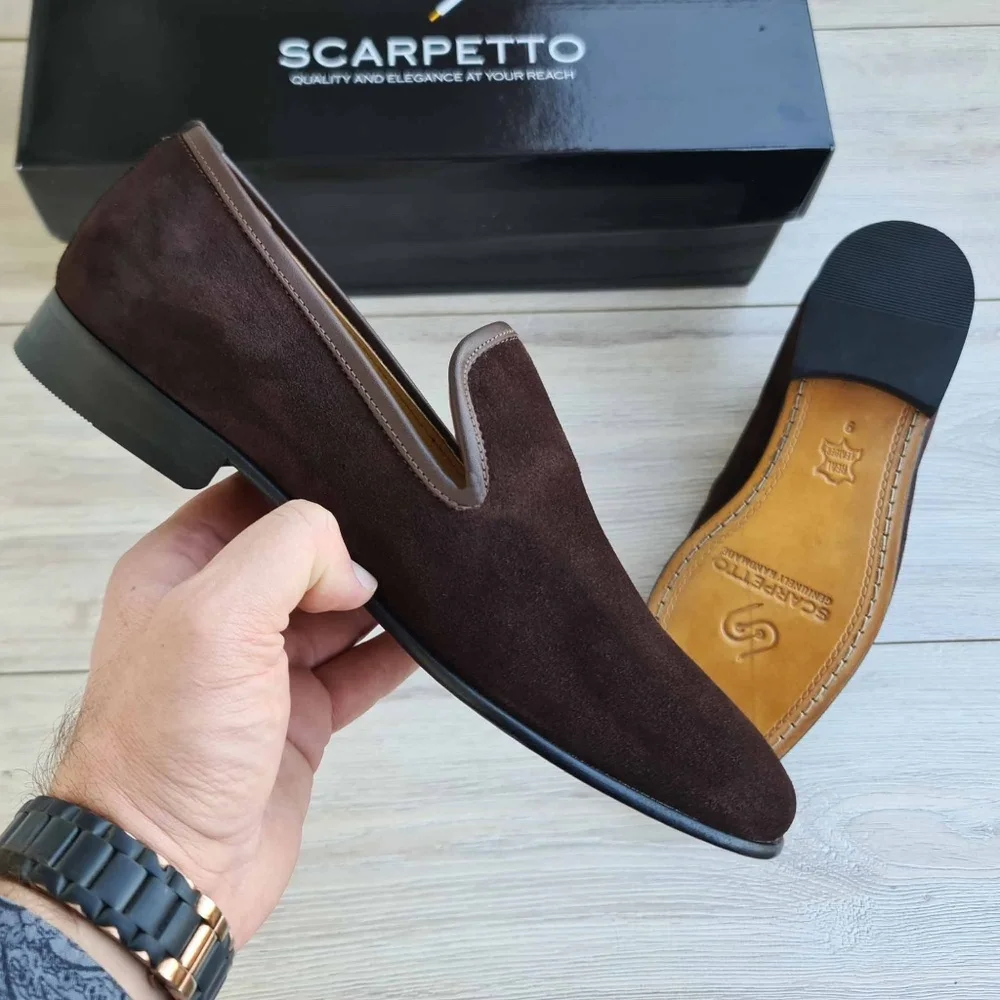 Suede Leather Loafer with Stitched - Picture 2 of 5
